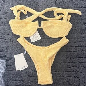 Monday Swimwear Yellow Ribbed Underwire Bikini